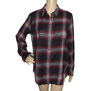 Madewell Shirt Womens Size Medium red black white Soft Flannel Plaid button down